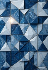 Abstract Blue and White Geometric Tile Pattern