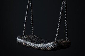 Fototapeta premium Single swing with ropes and reptile patterned seat hangs