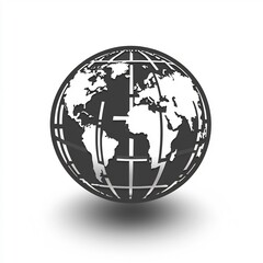Global World Map: A Sleek 3D Icon Representing International Connectivity and Global Reach