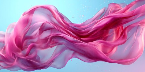 Obraz premium Pink fabric flows, pastel background, abstract art, design element