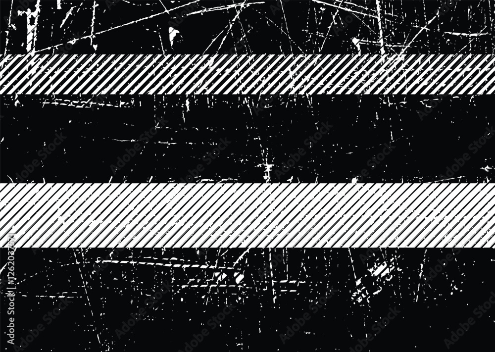 Aufkleber Glitch distorted grunge layer  . Noise destroyed texture . Trendy defect error shapes . Overlay grunge texture . Distressed effect .Vector shapes with a halftone lines screen print texture.