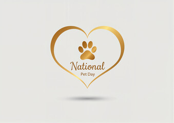 Elegant pet paw print in heart for National Pet Day celebration