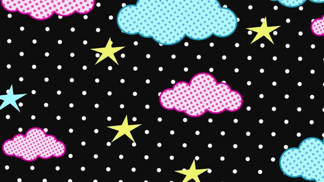 Abstract cartoon cute kawaii doodle clouds in the sky style pastel colorful animation background.	