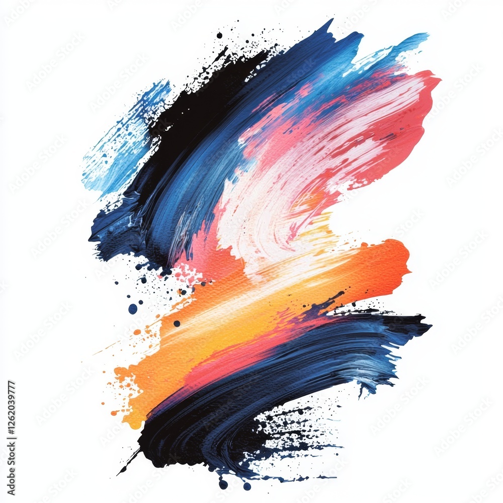 Wall mural vibrant abstract brushstrokes in vivid colors creating dynamic energy on a canvas background