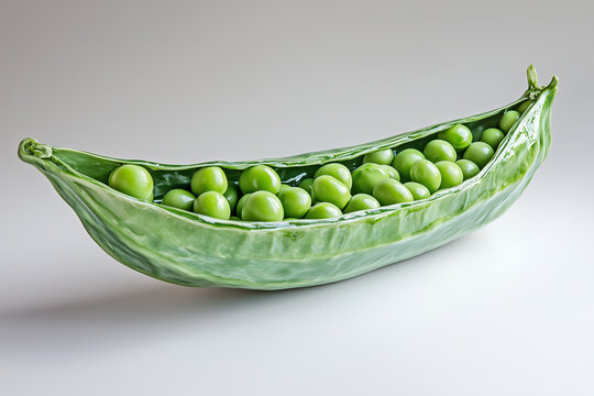 A Fresh Green Peapod Filled with Bright, Vibrant Peas.