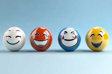 Glossy Emoticon Spheres Expressing Diverse Emotions