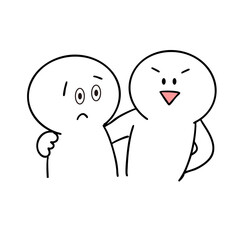 困っている仲間を励ましている棒人間