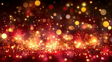 Red and Gold Glitter Lights: Festive Sparkle Background. Perfect for Holiday Cards, Invitations, and Celebrations.