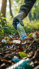 Environmental Cleanup Effort – Collecting Plastic Waste in Nature