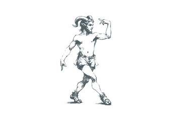 Faun Satyr hand drawn sketch vector