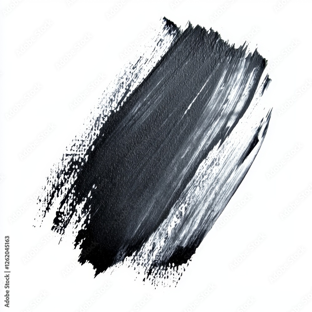 Wall mural abstract black paint stroke on white canvas background creating an artistic and dynamic visual repre