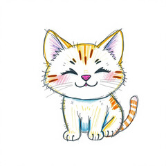 Obraz premium Cute cat art design. cats wallpaper. cat cartoon design. colorful cat art.
