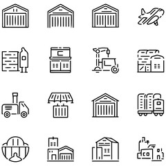 Storage and logistics line icons collection...............