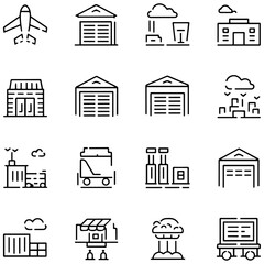 Storage and logistics line icons collection..............