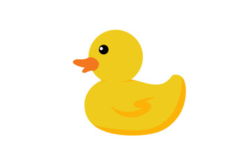 Yellow rubber duck isolated on a white background.