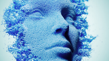 Blue Essence: An Abstract Digital Portrait of the Human Face © lotus_studio