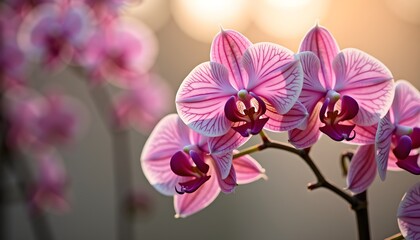 Orchid flowers in golden evening light