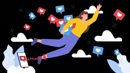 A flat vector animation that visually explains how social media is integrated into daily life, showcasing interactions, content creation, and social influence in a modern, engaging style.