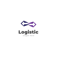 Fototapeta premium creative shipping logistics, arrow movement, transportation, vector logo design.