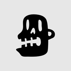 A minimalist and abstract black-and-white skull illustration. Perfect for Halloween, gothic, horror, or street art themes. Unique, hand-drawn, and bold graphic design for creative projects.