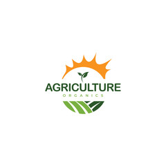 Obraz premium Farm landscape logo set in flat design, concept of growing organic crops and livestock, great choice for agribusiness and local farm