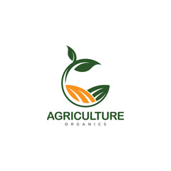 Farm landscape logo set in flat design, concept of growing organic crops and livestock, great choice for agribusiness and local farm