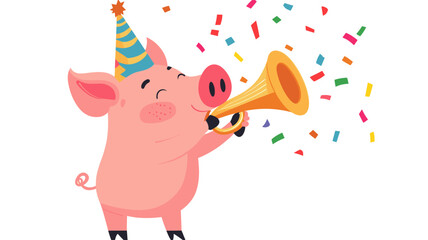 Naklejka premium Pig Party Celebration