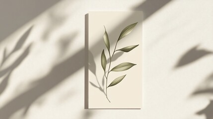 Elegant Botanical Illustration: Minimalist Leaf Branch Print