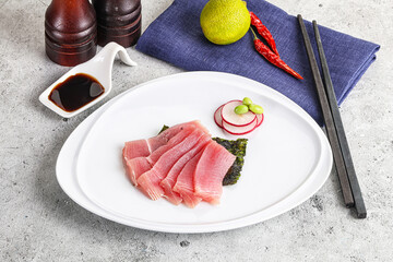 Japanese cuisine - sliced tuna sashimi