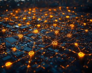 Vibrant Network of Interconnected Glowing Equity Symbols Circulating in Dynamic Business Concept