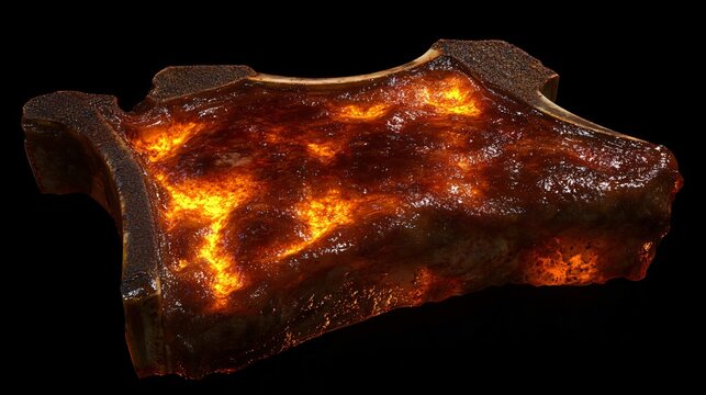 Ultra-Detailed T-Bone Steak Flambeed with Rum