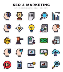 Market & Economy Icons bundle. Lineal Color style Icons. Vector illustration.