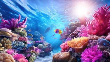 Fototapeta premium the Great Barrier Reef in Australia, showcasing vibrant coral formations and an abundance of marine life