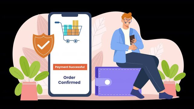 Flat character animation explaining UPI payments, demonstrating how people use UPI for a variety of transactions, emphasizing convenience and speed in daily financial activities.