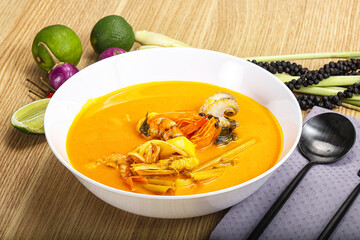 Thai Tom Yum soup with seafood
