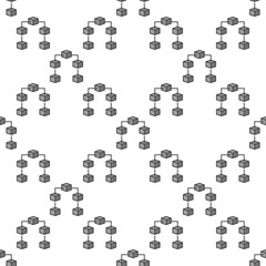 Blockchain vector blue seamless pattern. Block Chain Technology background