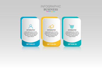 Business infographic marketing template with 3 steps.