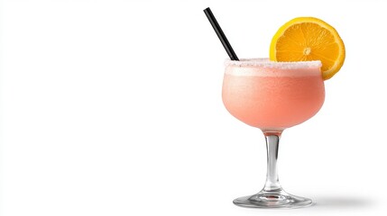 Pink Frozen Cocktail with Orange Garnish