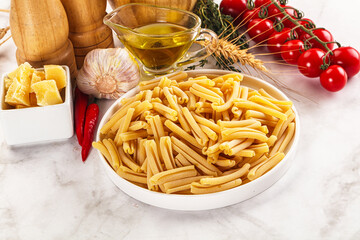 Raw dry Italian pasta - casarecce