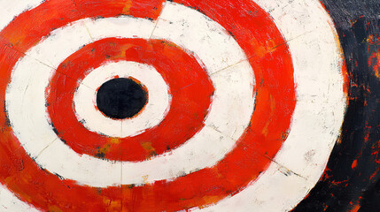 Red and white bullseye target isolated on a white background., representing precision, focus, and accuracy in achieving goals