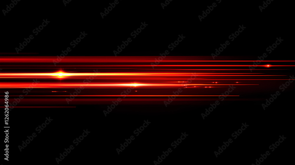 Canvas Prints red speed light horizontal straight line on black background. realistic vector illustration of abstr
