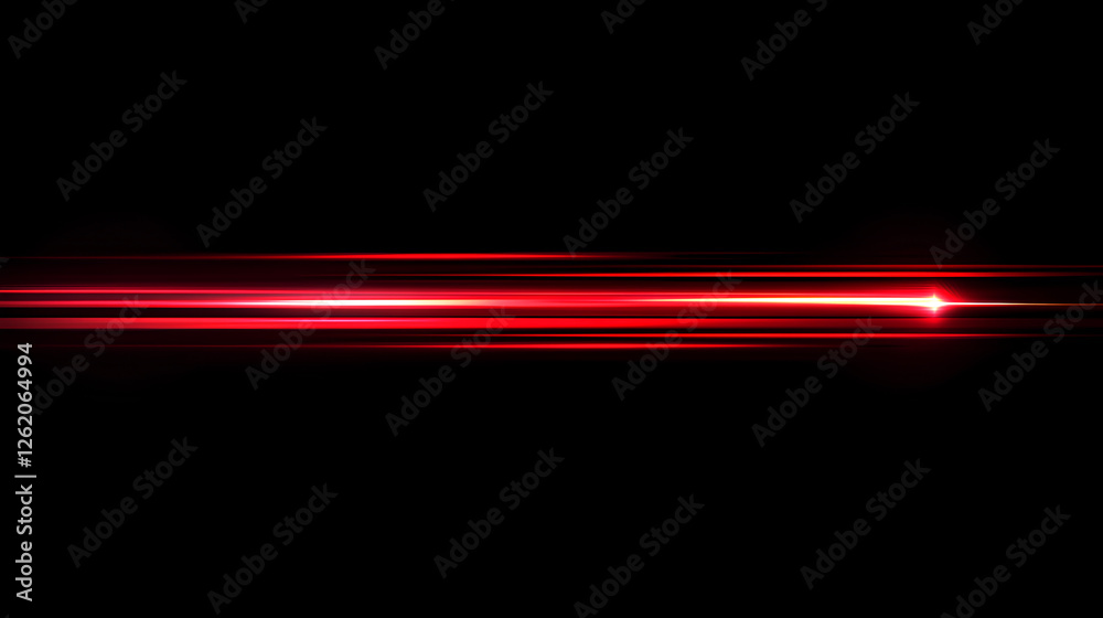 Canvas Prints red speed light horizontal straight line on black background. realistic vector illustration of abstr