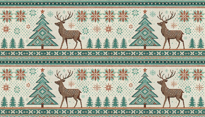 Knit Christmas with Snowflake seamless pattern background