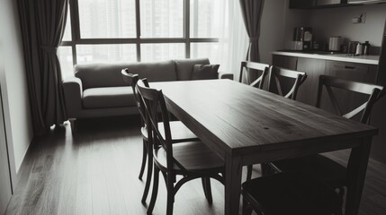 Fototapeta premium Homey living room with modern furniture, comfortable seating areas and a nice table setup.