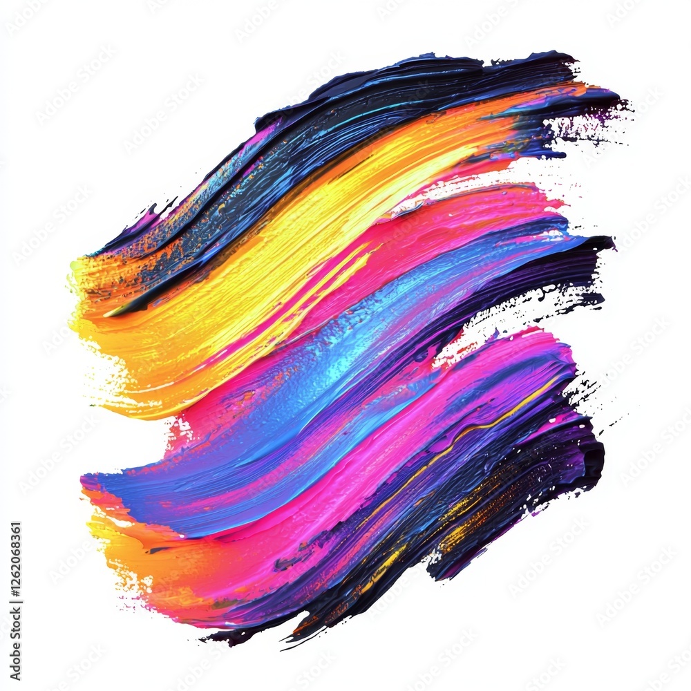 Wall mural vibrant abstract brush stroke in bright colors with dynamic flow and texture for artistic background