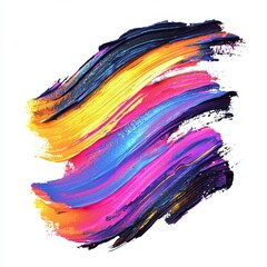 Vibrant Abstract Brush Stroke in Bright Colors with Dynamic Flow and Texture for Artistic Backgrounds and Design
