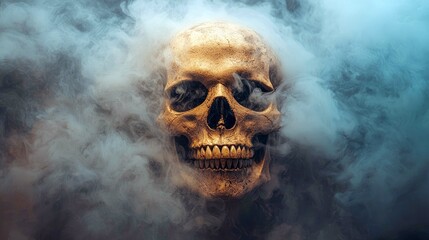 Enigmatic Skull Shrouded in Smoke: A Dark and Mysterious Masterpiece