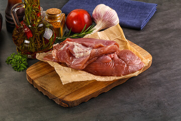 Raw uncooked turkey thigh fillet