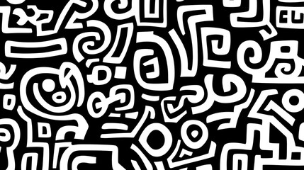 Fototapeta premium Abstract Artful Design of Interwoven Geometric Shapes in Striking Black and White Composition