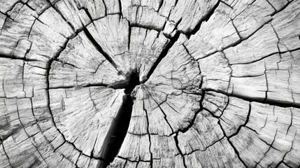Black and white image of a cross section of a tree stump.